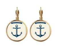 Anchor Droits Adralty Blue Military Ocean Gold Clip On Drop Earrings Non Piercing Dangle Jewelry