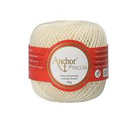 Anchor Freccia 6 Gauge 100% Cotton Crochet Yarn, Cotton, 06650 White, 6,6cm x 6,6cm x 6,6cm