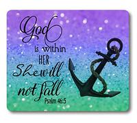Anchor Gaming Mouse Pad,Rectangle Non-Slip Rubber Mouse Pad God is Within Her She Will Not Fall Psalm 46:5 Quotes