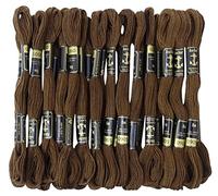 ANCHOR Hand Cross Stitch Stranded Cotton Embroidery Thread Floss Pack of 25 Skeins-Brown