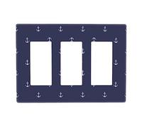 Anchor Heart Blue Switch Cover Decorative Triple Toggle Wall Plate For Kitchen Girls Boys Room 3 Gang Standard Size 6.57" X 4.65"