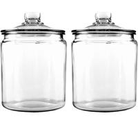 Anchor Hocking 2 Pack 1.9L Glass Biscuit Jars with Lids, Half Gallon | Two extra-clear 1.9L glass storage jars with loose-fit lids; ideal for biscuits, sweets and pantry staples.