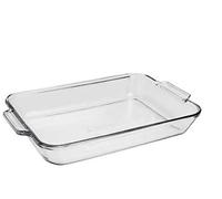 Anchor Hocking 2L 34.5cm Long Glass Rectangle Baking Dish, Clear | 21cm Wide Oven Safe Roasting Tray with Handles | Lasagne Dish for Baking, Serving & Cooking | Dishwasher & Microwave Safe Oven Tray