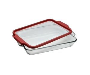 Anchor Hocking 91815TFC True Fit Baking Dish with Lid, Red
