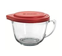 Anchor Hocking Batter Bowl, 2 Quart Glass Mixing Bowl with Red Lid