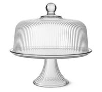Anchor Hocking Monaco Glass Cake Stand with Dome Plateau & Bell Jar Punch Bowl, 28x28x28 cm, Perfect for Afternoon Tea or platters for party food, Cupcake Stand, Tiered Cake Platter, Afternoon Tea Set