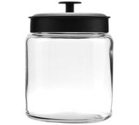 Anchor Hocking Montana Glass Jars withFresh Sealed Lids, Black Metal, 96 oz (Set of 2)