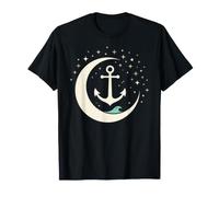 Anchor Moon Stars Nautical Ocean Life Lover Crescent T-Shirt