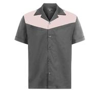 Anchor MSJ Men’s Retro Bowling Shirt 50s Style Two Tone Camp Collar Shirt Gray XL