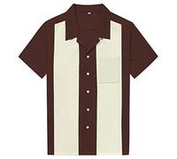 Anchor MSJ Men's 50s Male Clothing Cotton Classic Style Vintage Bowling Shirts L Cinnamon