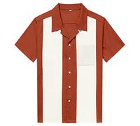 Anchor MSJ Men's 50s Male Clothing Cotton Classic Style Vintage Bowling Shirts L Ocher