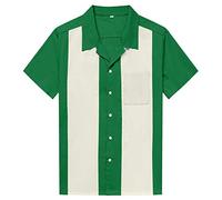 Anchor MSJ Men's 50s Male Clothing Cotton Classic Style Vintage Bowling Shirts XXL Green