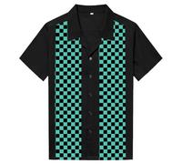 Anchor MSJ Men's 50s Male Clothing Cotton Man Classic Vintage Bowling Shirts Green M