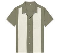 Anchor MSJ Men's 50s Male Clothing Rockabilly Style Cotton Mens Shirts Short Sleeve Fifties Bowling Casual Button-Down Shirts - - XL