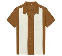 Anchor MSJ Men's 50s Retro Camp Rockabilly Style Cotton Mens Shirts Hip Pop Bowling Casual Dress Shirts Yellow XXL