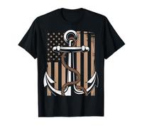 Anchor Nautical Sailing Vintage Boat Anchor Captain USA Flag Value Graphic T-Shirt