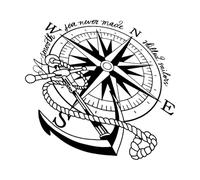 Anchor Navigation Compass Rose Ship Calm Seas Never Make Skilled Sailors Navy Inspiring Wall Vinyl Sticker Decor 36x38.5cm Equipped with Transfer Film kit Black