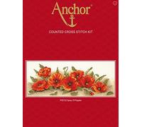 Anchor PCE722 Cross Stitch Kit: Spray of Poppies, Multi-Colour, 18 x 47cm