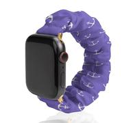 Anchor Purple Background Fashion Scrunchie Watch Strap Compatible with IWatch Series 1 2 3 4 5 6 Elastic Replacement Band