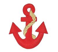 Anchor Red Gold Iron-On or Sew-On Patch for Clothes Embroidered Iron-On Patch Applique Rockabilly Nautical Patch Size 6.0 x 7.0 cm