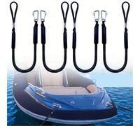 Anchor Rope, 4PCS Dock Lines Elastic Marine Rope Bungee Cords Shock Ties for Watercraft Jet Ski Pontoon Canoe Power Boat Accessories,Multi Purpose(Black-4PCS)
