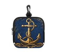 Anchor Rope Knot Small Waterproof Zipper Pouch-Neoprene Storage Bag for Earbuds, Keychain Clip Case