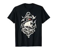Anchor Sailing Ship Nautical Rope Ocean Sailor Men Tattoo T-Shirt