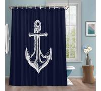Anchor Shower Curtain with 12 Hooks Nautical Knot Waterproof Fabric Shower Curtains Sets for Bathroom Bath Decorations, Machine Washable, 48"x72"