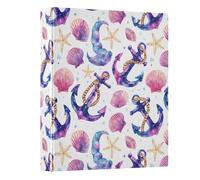 Anchor Starfish Shell Pattern 3 Ring Binder 1.5 Inch Round Ring Binder View Binder Holds 200 Documents for Home School Office Use