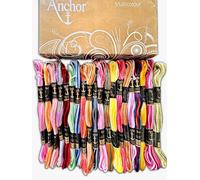 Anchor Stranded Cotton Embroidery Threads 20 Skeins Per Pack Variegated Multi, Cross Stitch Threads 100% Organic Cotton, Friendship Bracelets Threads Crafts UK