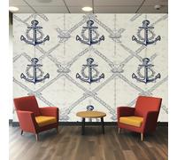 Anchor Wallpaper for Living Room, Nautical Coastal Anchor Wall Mural for Bedroom 300x210 cm, Non-Woven Photo Wallpaper, Home Decor D&O20