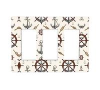 Anchor With Rope Switch Cover Decorative Triple Toggle Wall Plate For Kitchen Girls Boys Room 3 Gang Standard Size 6.57" X 4.65"