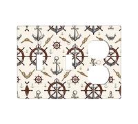 Anchor With Rope Switch Cover Decorative Triple Toggle Wall Plate For Kitchen Girls Boys Room 3 Gang Standard Size 6.57" X 4.65"