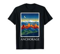 Anchorage Alaska Mountain Skyline Wildlife Travel Design T-Shirt
