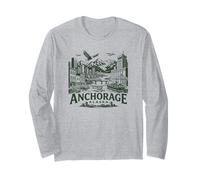 Anchorage Alaska Skyline Harbor Mountain Adventure Design Long Sleeve T-Shirt