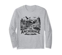 Anchorage Alaska Skyline Harbor Mountain Adventure Design Long Sleeve T-Shirt