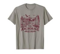 Anchorage Alaska Skyline Harbor Mountain Adventure Design T-Shirt