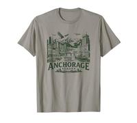 Anchorage Alaska Skyline Harbor Mountain Adventure Design T-Shirt