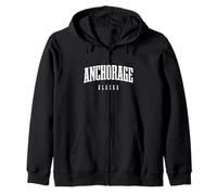 Anchorage Alaska Vintage Pride Souvenir Zip Hoodie