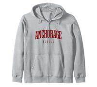 Anchorage Alaska Vintage Pride Souvenir Zip Hoodie