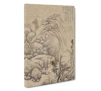 Anchorage on a Rainy Night by Shen Zhou Painting Canvas Print | Gallery Wrapped 30mm Frame Wall Art | 30x20 inches | Ready to Hang | Contemporary Picture | Living Room Bedroom Lounge Office