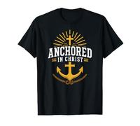 Anchored in Christ Christian Faith Anchor Cross Bible Verse Value Graphic T-Shirt
