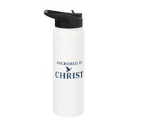 Anchored in Christ Dove Peace Olive Branch Faith Believer Stainless Steel Insulated Water Bottle