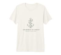 Anchored in Christ Rooted Grounded Floral Cross Faith Premium T-Shirt