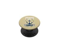 Anchored In Christ Star Anchor Checkered Cross Faith PopSockets Adhesive PopGrip