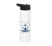 Anchored in Christ Star Anchor Checkered Cross Faith Stainless Steel Insulated Water Bottle