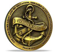 Anchored in Christ The Lord is My Light and My Salvation Christian Challenge Coin Bible Verses Pocket Token Perfect As Graduation Gifts (Single Coin)