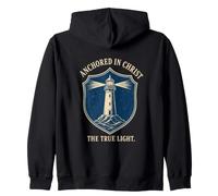 Anchored In Christ The True Light Faith Christian Zip Hoodie
