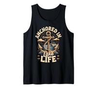 Anchored in Lake Life Boating Boat Pontoon Captain Tank Top