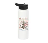 Anchored in Love Nautical Hearts Anchor Stainless Steel Insulated Water Bottle